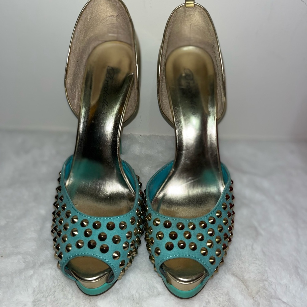 Teal Gold Heels